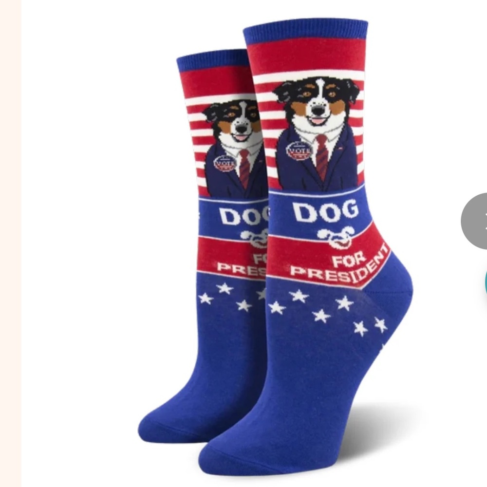 Dog for President Crew Socks 🇺🇸 Men’s Women’s Kids NWT 🐶 by Socksmith